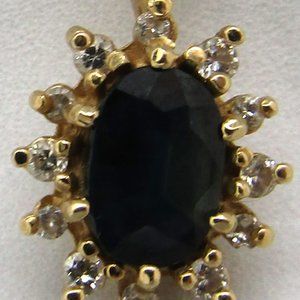 September Birthstone Pendant Blue Sapphire in Yellow Gold Plated